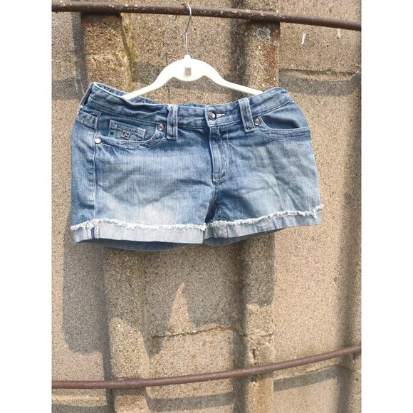 D9 Cuffed Rhinestone Denim blue jean shorts Size 28 - Picture 1 of 7